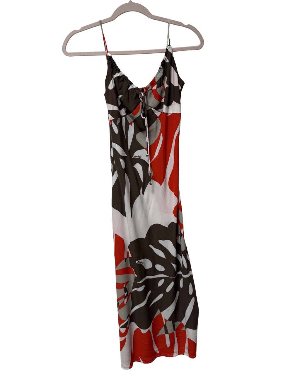 Manuhealii Hawaiian Designer Monstera Midi Strappy Dress XXS Rayon Tropical